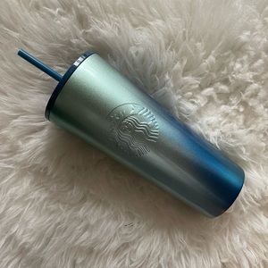 ⭐️SALE⭐️ Starbucks Holiday 2021 Blue Teal Silver Glitter Ombre Stainless Steel